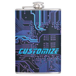 Geek Out Custom PCB Blue Electronic Circuit Board Flachmann