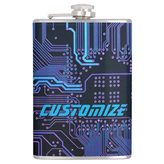 Geek Out Custom PCB Blue Electronic Circuit Board Flachmann (Vorderseite)