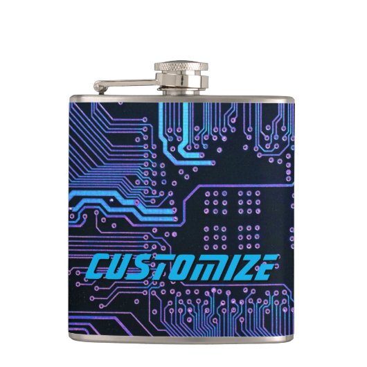 Geek Out Custom PCB Blue Electronic Circuit Board Flachmann (Vorderseite)
