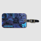 Geek Out Custom PCB Blue Electronic Circuit Board Gepäckanhänger (Vorderseite (Horizontal))