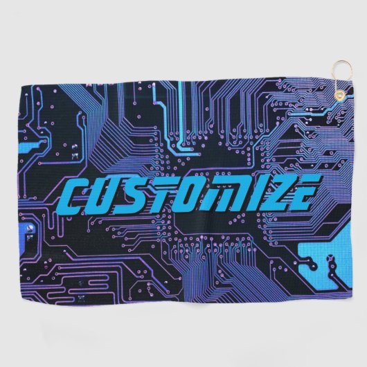 Geek Out Custom PCB Blue Electronic Circuit Board Golfhandtuch (Horizontal)