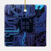Geek Out Custom PCB Blue Electronic Circuit Board Keramikornament (Rückseite)