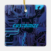 Geek Out Custom PCB Blue Electronic Circuit Board Keramikornament (Vorderseite)