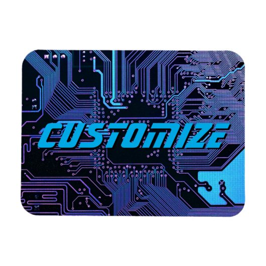 Geek Out Custom PCB Blue Electronic Circuit Board Magnet (Horizontal)