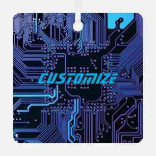 Geek Out Custom PCB Blue Electronic Circuit Board Ornament Aus Metall