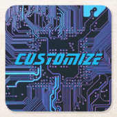 Geek Out Custom PCB Blue Electronic Circuit Board Rechteckiger Pappuntersetzer (Vorderseite)