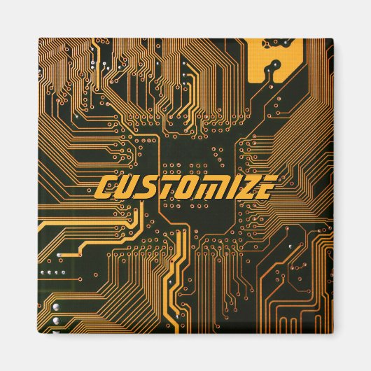Geek Out Custom PCB Orange Circuit Board Magnet (Vorne)