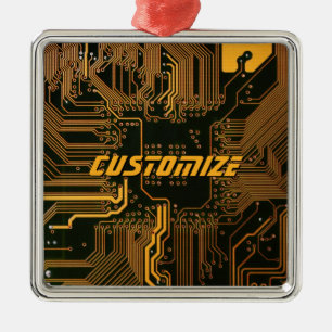Geek Out Custom PCB Orange Circuit Board Ornament Aus Metall