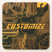 Geek Out Custom PCB Orange Circuit Board Rechteckiger Pappuntersetzer (Vorderseite)