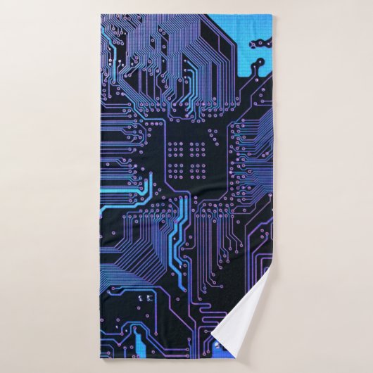 Geek Out Nerd PCB Blue Electronic Circuit Board Badehandtuch (Badehandtuch)