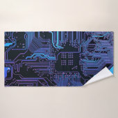 Geek Out Nerd PCB Blue Electronic Circuit Board Badehandtuch (Badehandtuch)