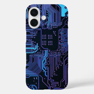 Geek Out Nerd PCB Blue Electronic Circuit Board iPhone 16 Hülle
