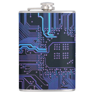 Geek Out Nerd PCB Blue Electronic Circuit Board Flachmann