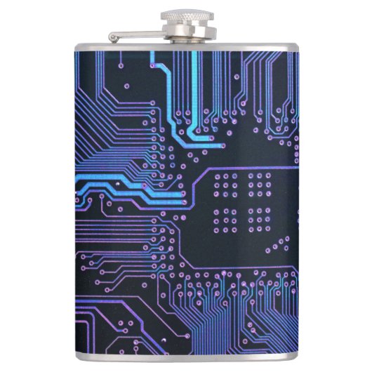 Geek Out Nerd PCB Blue Electronic Circuit Board Flachmann (Vorderseite)