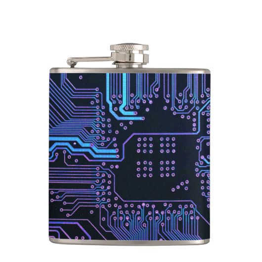 Geek Out Nerd PCB Blue Electronic Circuit Board Flachmann (Vorderseite)