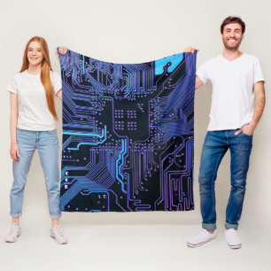 Geek Out Nerd PCB Blue Electronic Circuit Board Fleecedecke