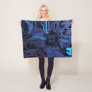 Geek Out Nerd PCB Blue Electronic Circuit Board Fleecedecke