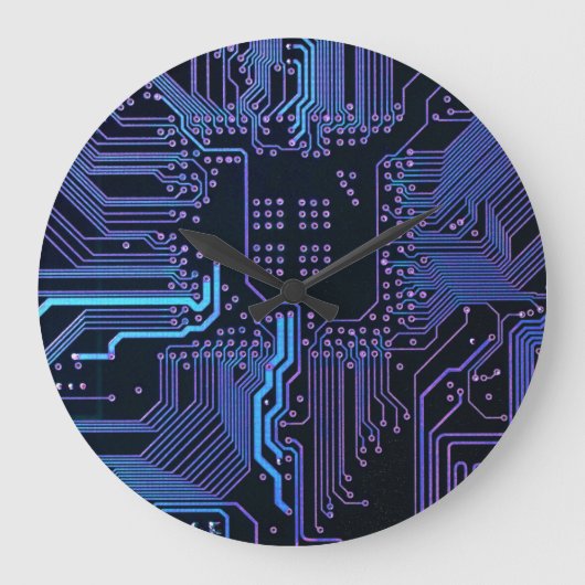 Geek Out Nerd PCB Blue Electronic Circuit Board Große Wanduhr (Vorderseite)