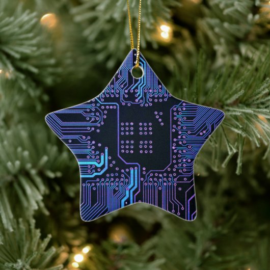 Geek Out Nerd PCB Blue Electronic Circuit Board Keramik Ornament (Baum)