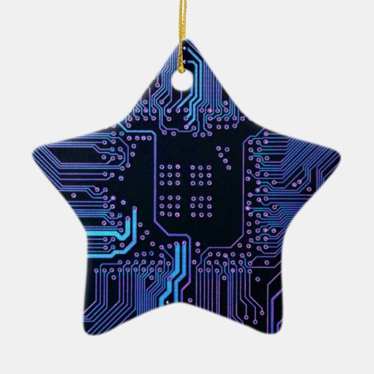 Geek Out Nerd PCB Blue Electronic Circuit Board Keramik Ornament (Vorne)