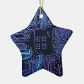 Geek Out Nerd PCB Blue Electronic Circuit Board Keramik Ornament (Links)