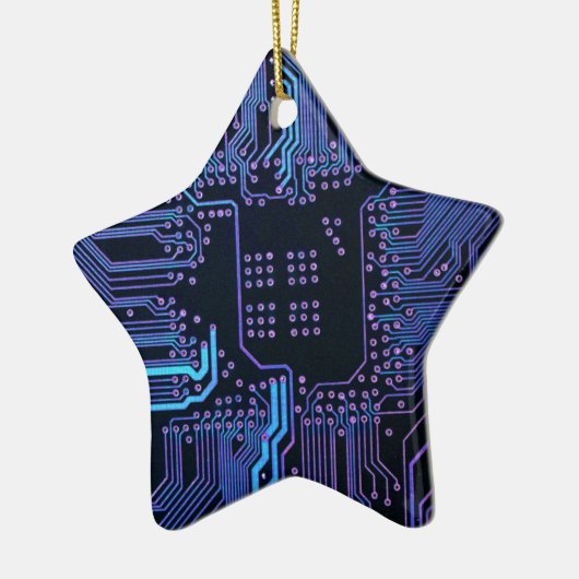 Geek Out Nerd PCB Blue Electronic Circuit Board Keramik Ornament (Links)