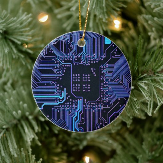 Geek Out Nerd PCB Blue Electronic Circuit Board Keramik Ornament (Baum)
