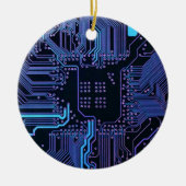 Geek Out Nerd PCB Blue Electronic Circuit Board Keramik Ornament (Vorne)