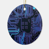Geek Out Nerd PCB Blue Electronic Circuit Board Keramik Ornament (Links)