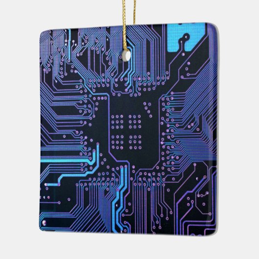 Geek Out Nerd PCB Blue Electronic Circuit Board Keramikornament (Links)