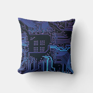 Geek Out Nerd PCB Blue Electronic Circuit Board Kissen