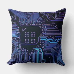 Geek Out Nerd PCB Blue Electronic Circuit Board Kissen