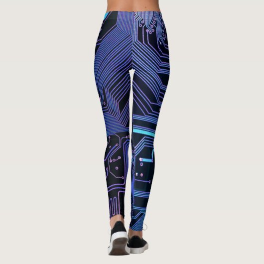 Geek Out Nerd PCB Blue Electronic Circuit Board Leggings (Rückseite)