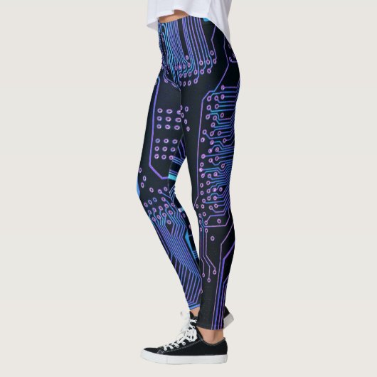 Geek Out Nerd PCB Blue Electronic Circuit Board Leggings (Links)