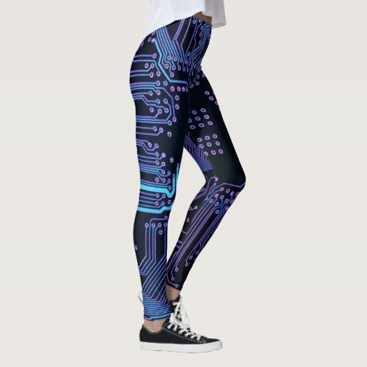 Geek Out Nerd PCB Blue Electronic Circuit Board Leggings (Rechts)
