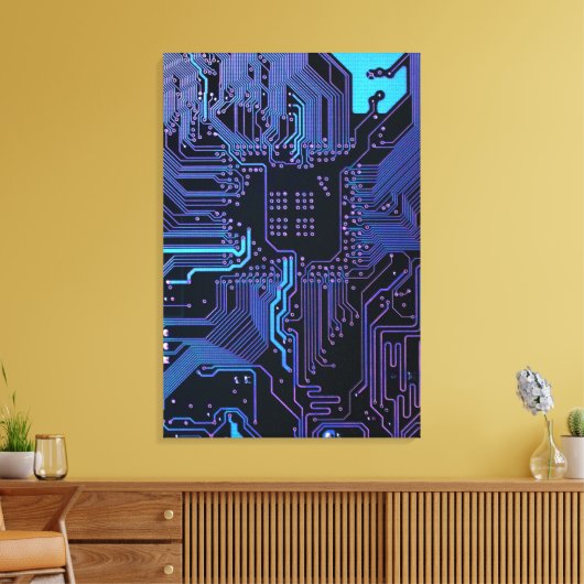 Geek Out Nerd PCB Blue Electronic Circuit Board Leinwanddruck (Insitu (Wohnzimmer))