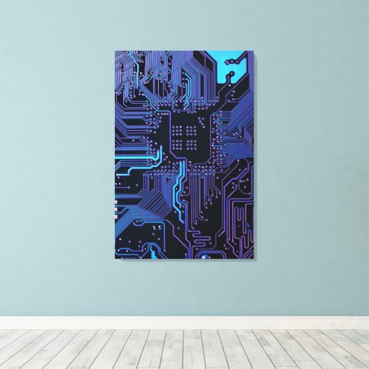 Geek Out Nerd PCB Blue Electronic Circuit Board Leinwanddruck (Insitu (Holzboden))