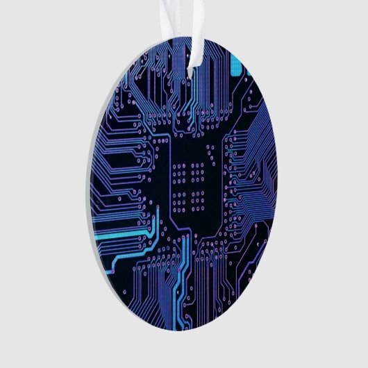 Geek Out Nerd PCB Blue Electronic Circuit Board Ornament (Vorderseite)