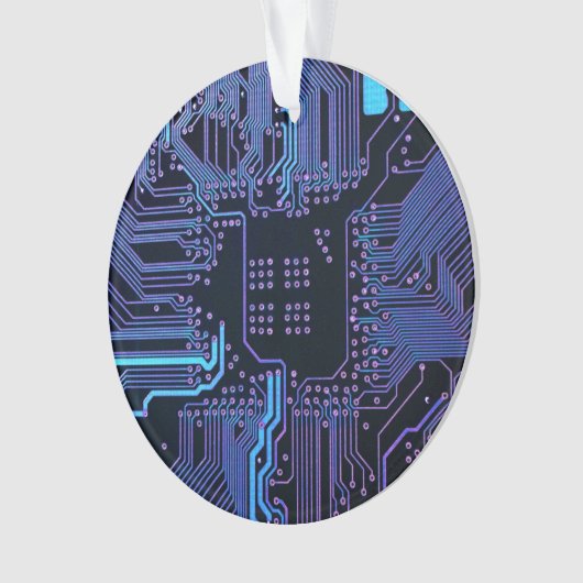 Geek Out Nerd PCB Blue Electronic Circuit Board Ornament (Vorderseite)
