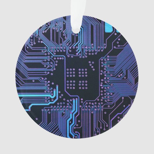 Geek Out Nerd PCB Blue Electronic Circuit Board Ornament (Vorderseite)