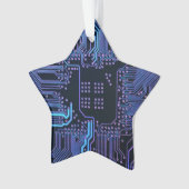 Geek Out Nerd PCB Blue Electronic Circuit Board Ornament (Vorderseite)
