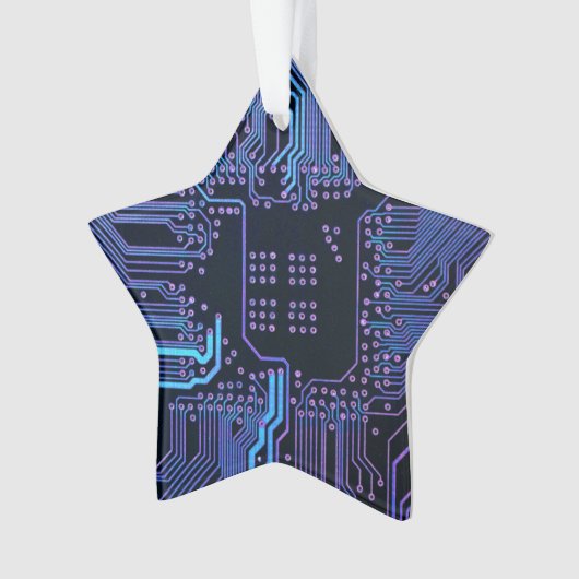 Geek Out Nerd PCB Blue Electronic Circuit Board Ornament (Vorderseite)