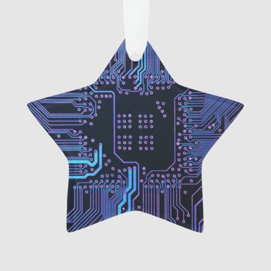 Geek Out Nerd PCB Blue Electronic Circuit Board Ornament (Vorderseite)