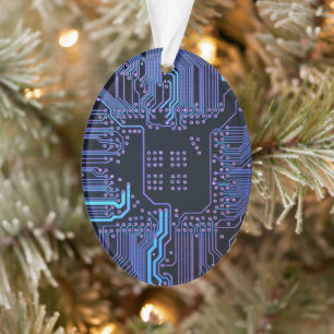 Geek Out Nerd PCB Blue Electronic Circuit Board Ornament