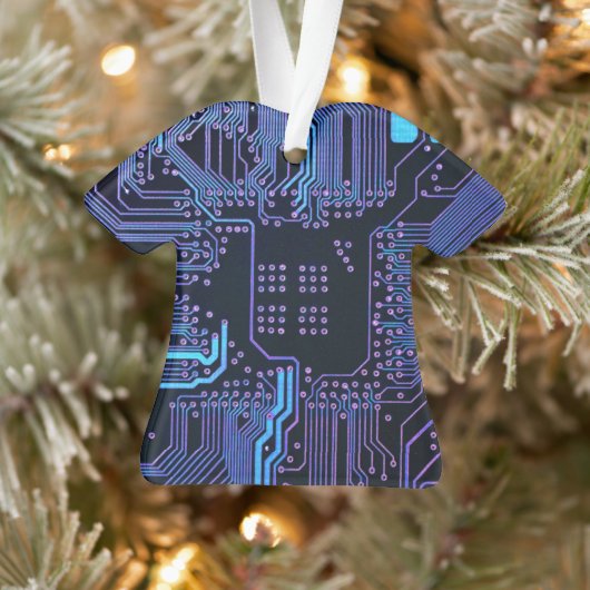 Geek Out Nerd PCB Blue Electronic Circuit Board Ornament (Baum)