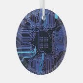 Geek Out Nerd PCB Blue Electronic Circuit Board Ornament Aus Glas (Vorderseite Rechts)