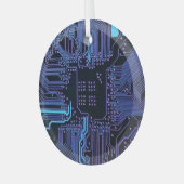 Geek Out Nerd PCB Blue Electronic Circuit Board Ornament Aus Glas (Vorderseite links)