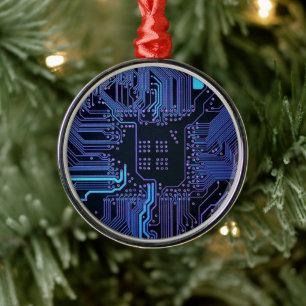 Geek Out Nerd PCB Blue Electronic Circuit Board Ornament Aus Metall