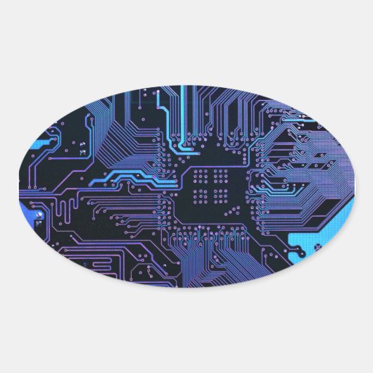 Geek Out Nerd PCB Blue Electronic Circuit Board Ovaler Aufkleber (Vorderseite)