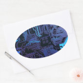 Geek Out Nerd PCB Blue Electronic Circuit Board Ovaler Aufkleber (Umschlag)
